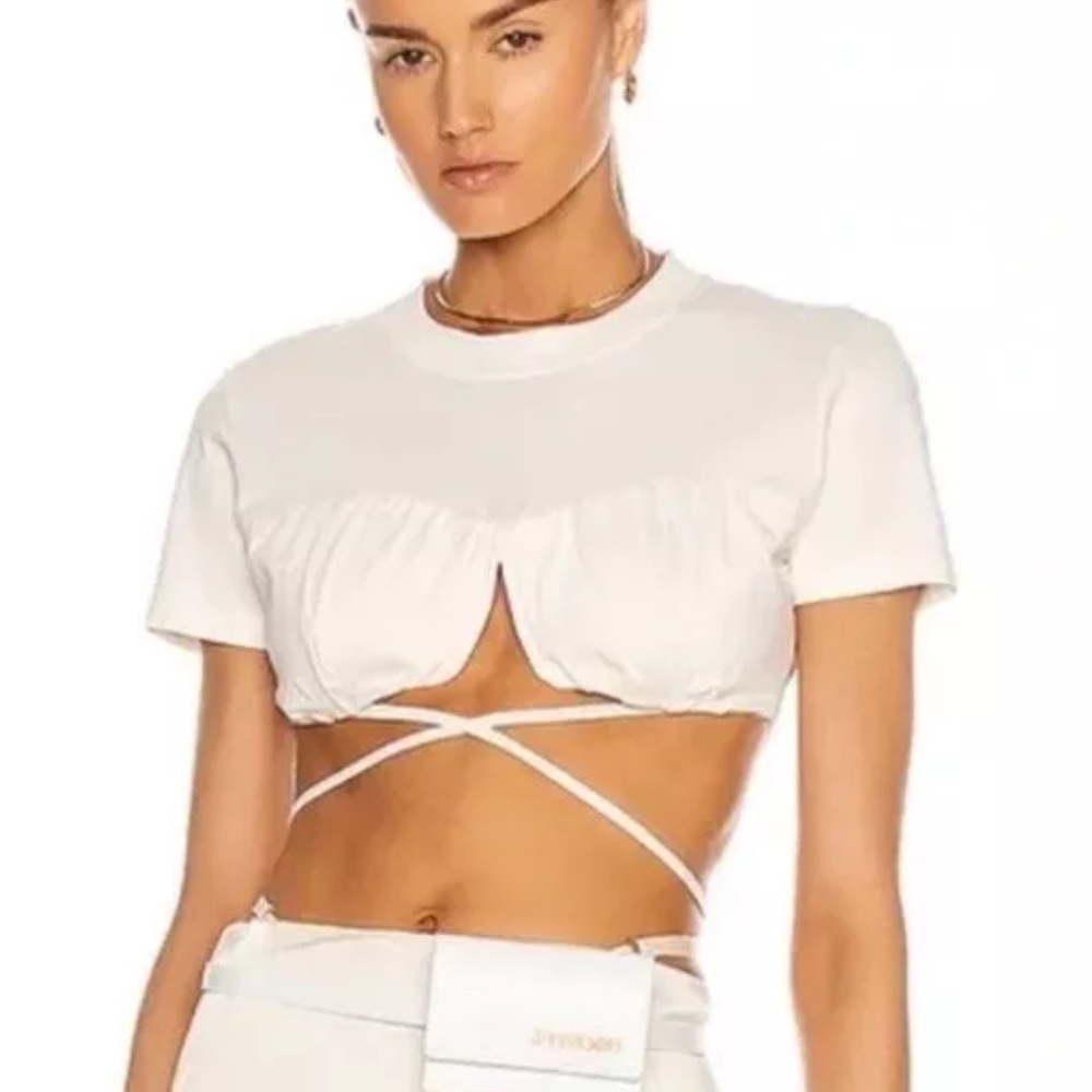 Jacquemus White Women's Crop Top Ivory Size S